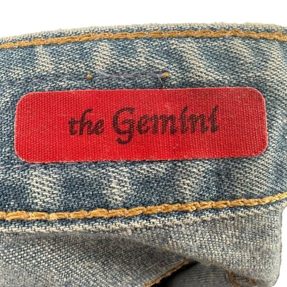 Adriano Goldschmied Blue Jeans Gemini Low Rise Straight Size 28 Distressed Denim - Picture 7 of 11